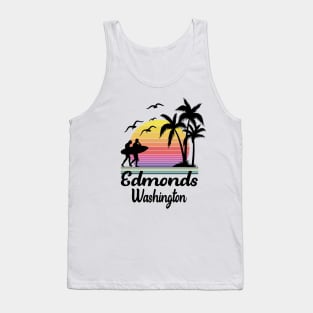 Edmonds Washington Seaside Retro Sunset Tank Top